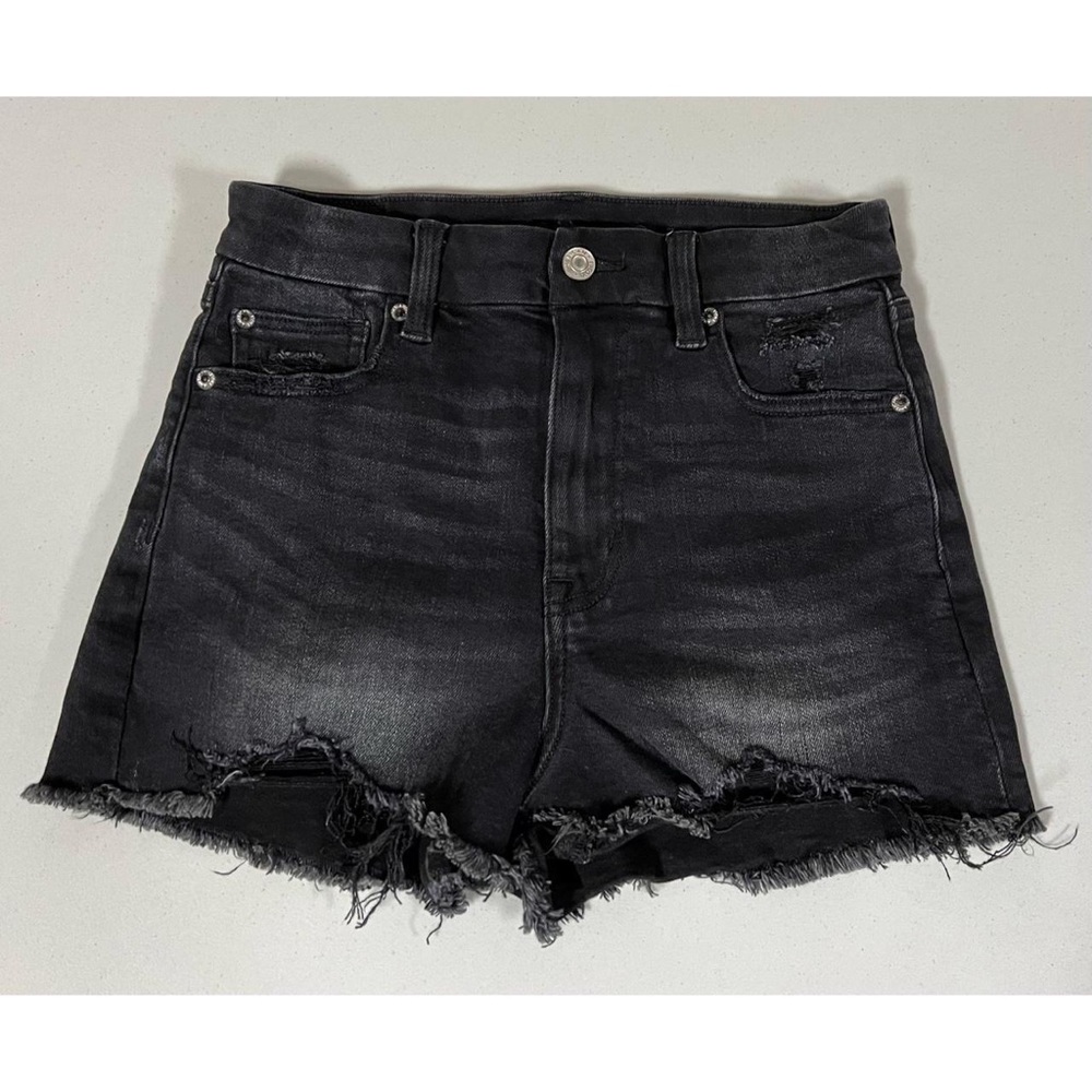 Black ‘Super Stretch’ Stone-Washed High-Rise Denim Jean Shorts Bottoms Size 2 🖤
